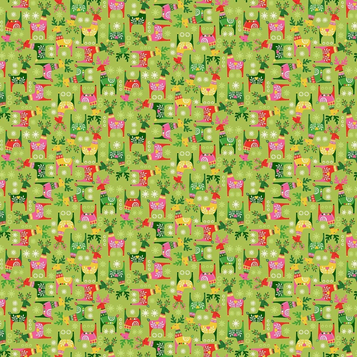 Christmas Brights | Green Rudolph by Makower UK for Andover Fabrics | MU-023-G