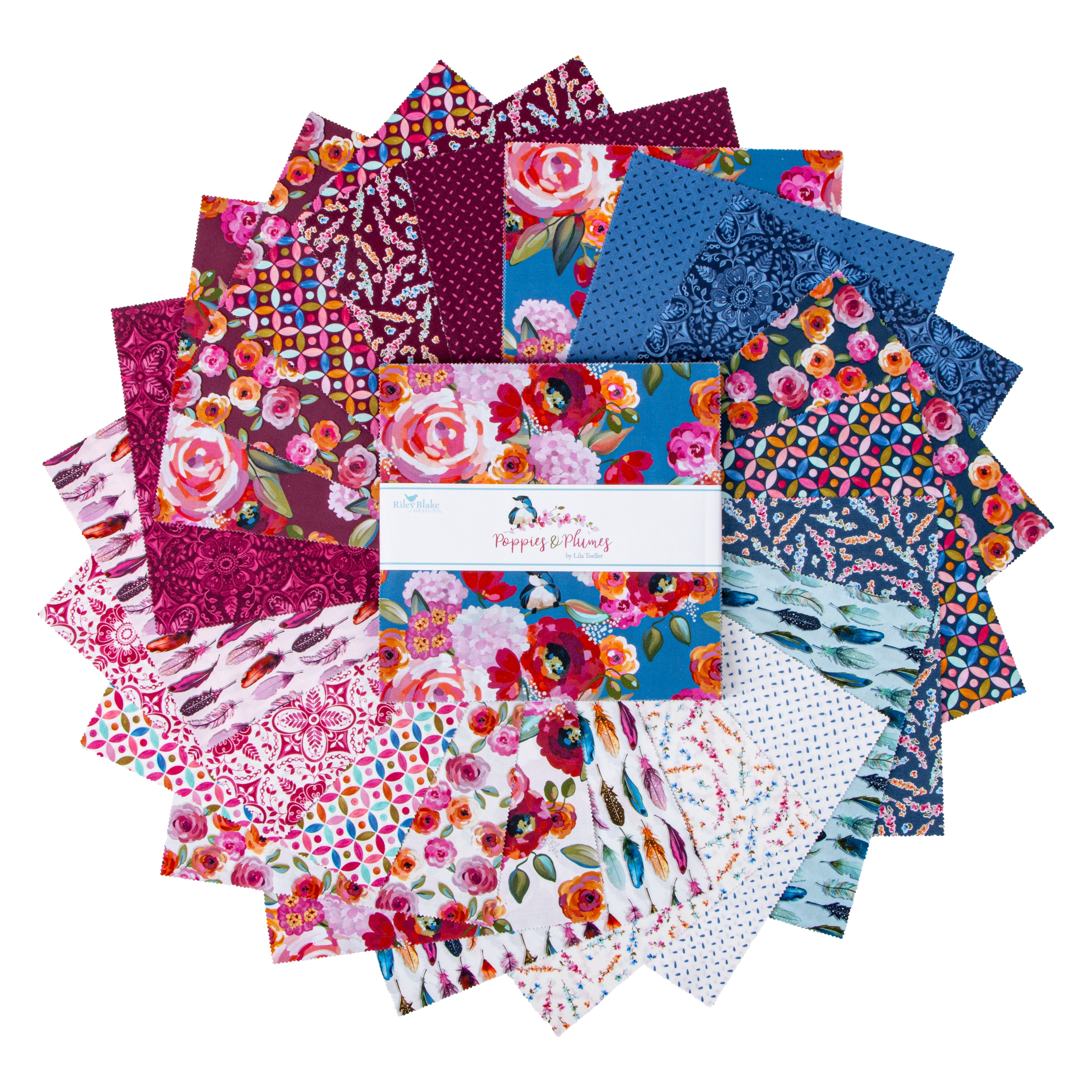 Poppies & Plumes | 10" Square Pack by Lila Tueller for Riley Blake | 42 pcs