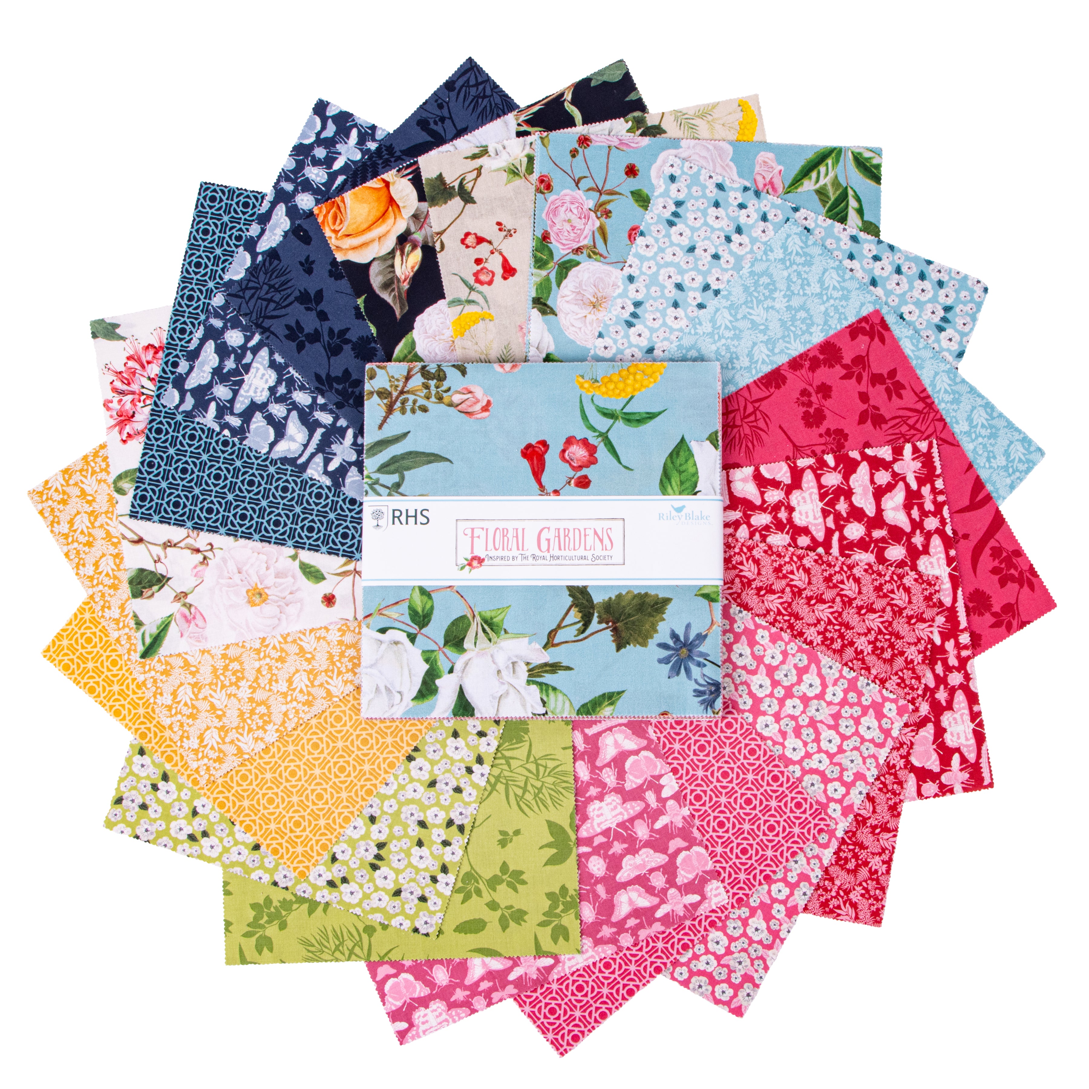 Floral Gardens | 10" Square Pack by Royal Horticultural Society for Riley Blake | 42 pcs