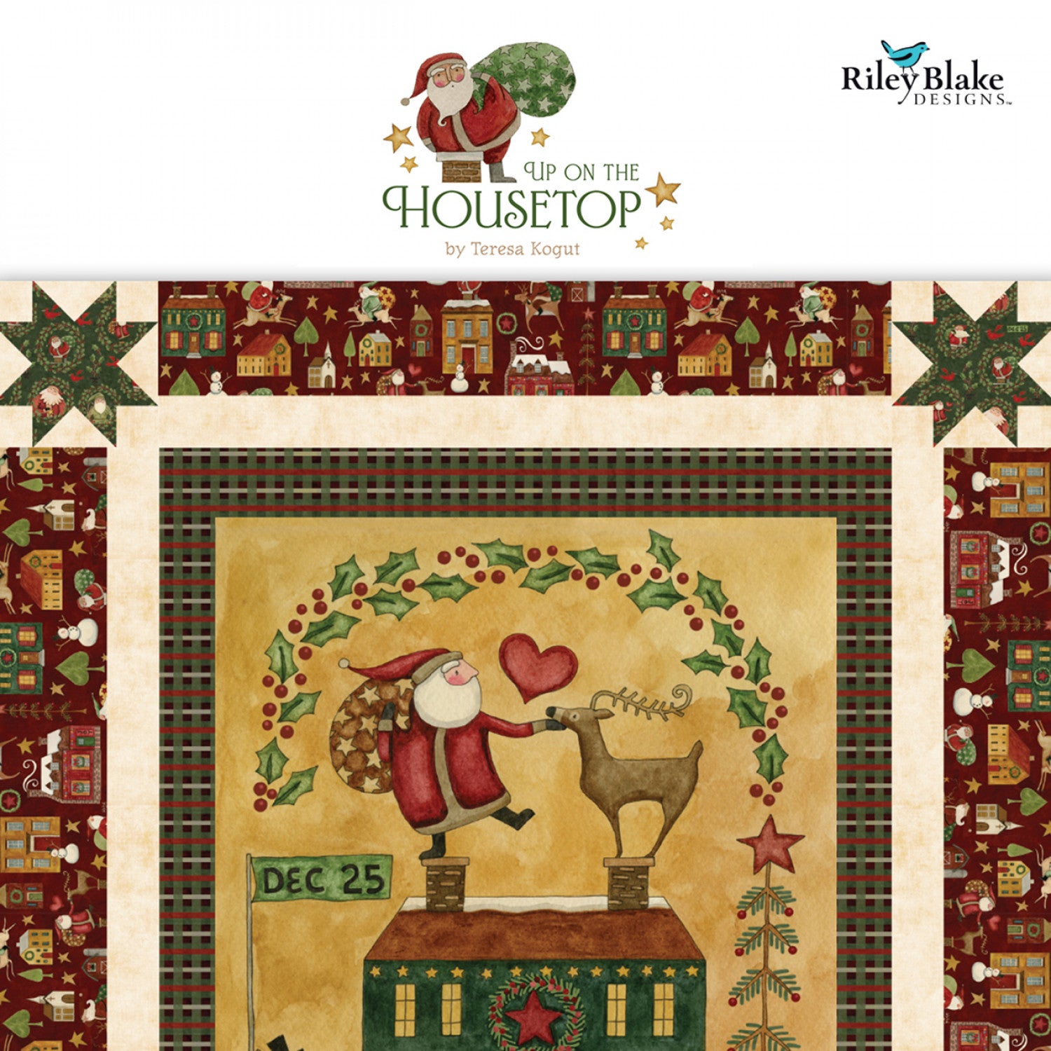 Up on the Housetop | Plaid Cranberry by Teresa Kogut for Riley Blake