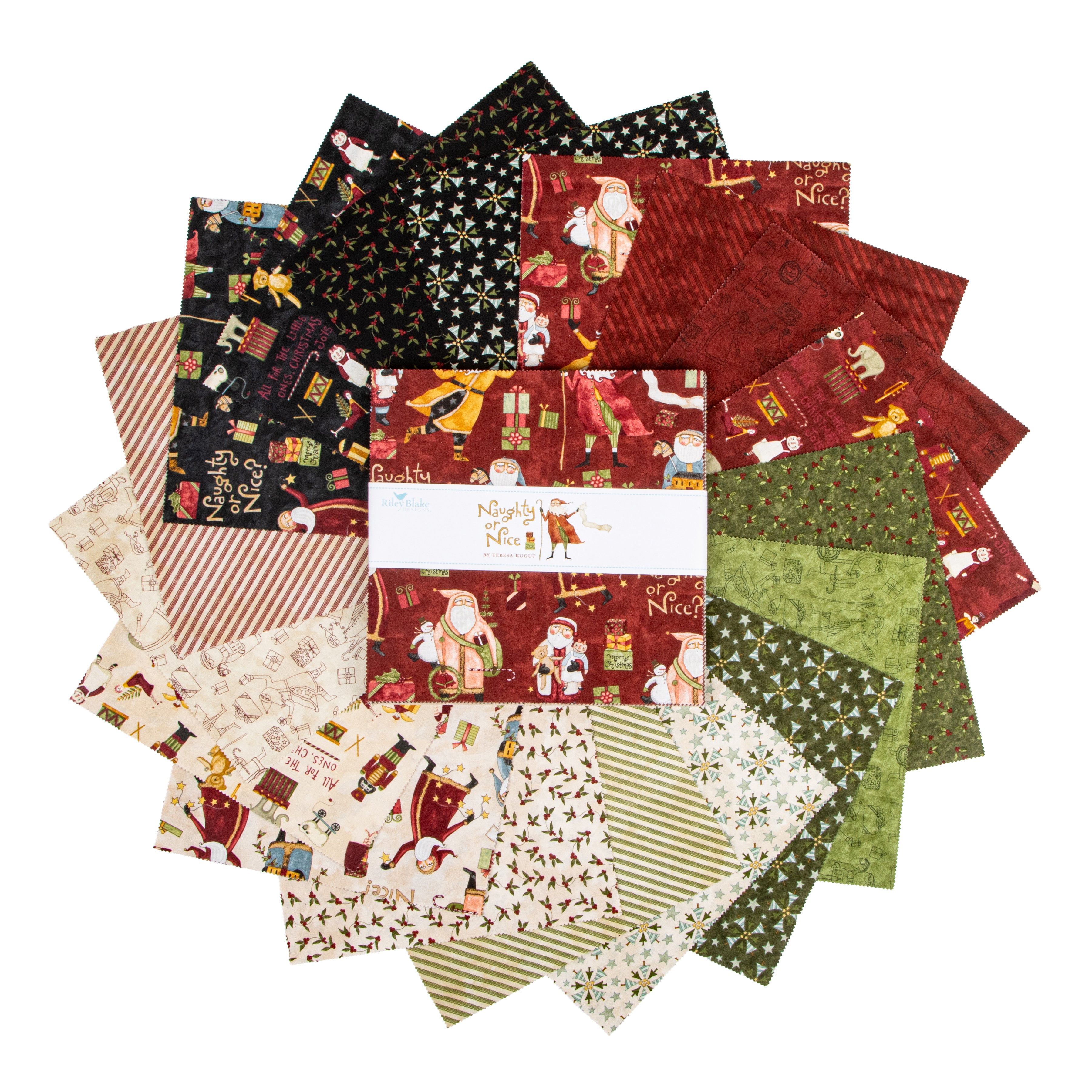 Naughty or Nice | 10" Square Pack by Teresa Kogut for Riley Blake | 42 pcs