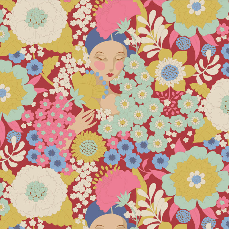 Wallflower | Wallflower - Burgundy by Tone Finnanger for Tilda Fabrics | TIL100606