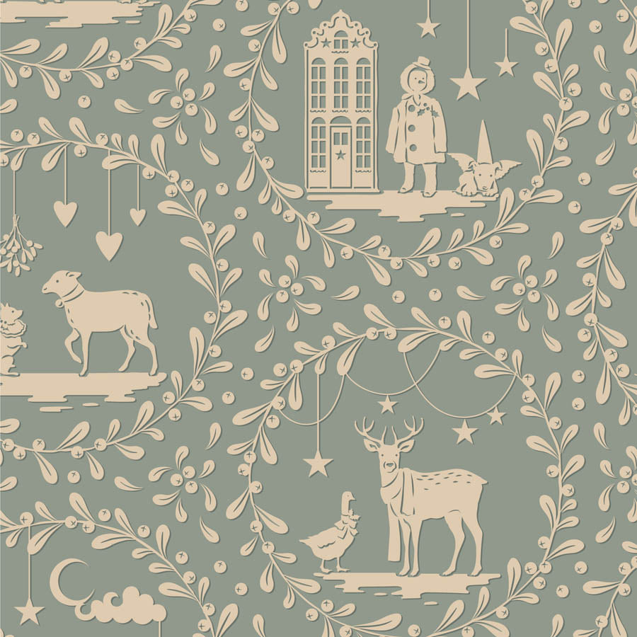 Merry Little Christmas | Paperscenes Duckegg by Tone Finnanger for Tilda Fabrics | TIL100629