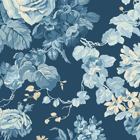 Special Delivery | Rose Bouquet Navy by Laundry Basket Quilts for Andover Fabrics | A-10467-B