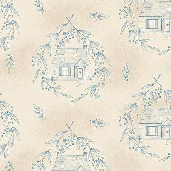 Special Delivery | Cozy Cottage Blue Willow by Laundry Basket Quilts for Andover Fabrics | A-10469-BL