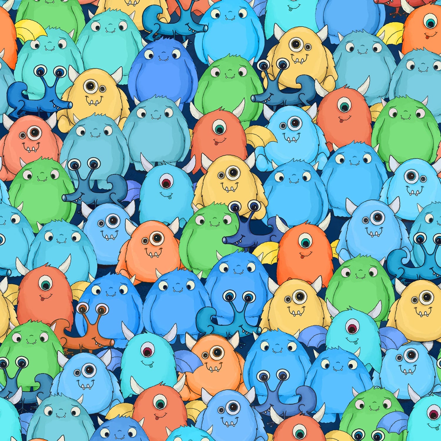 Space Monsters | Crowd of Monsters - Dark Navy/Multi by Maywood Studio | MAS10921-NZ