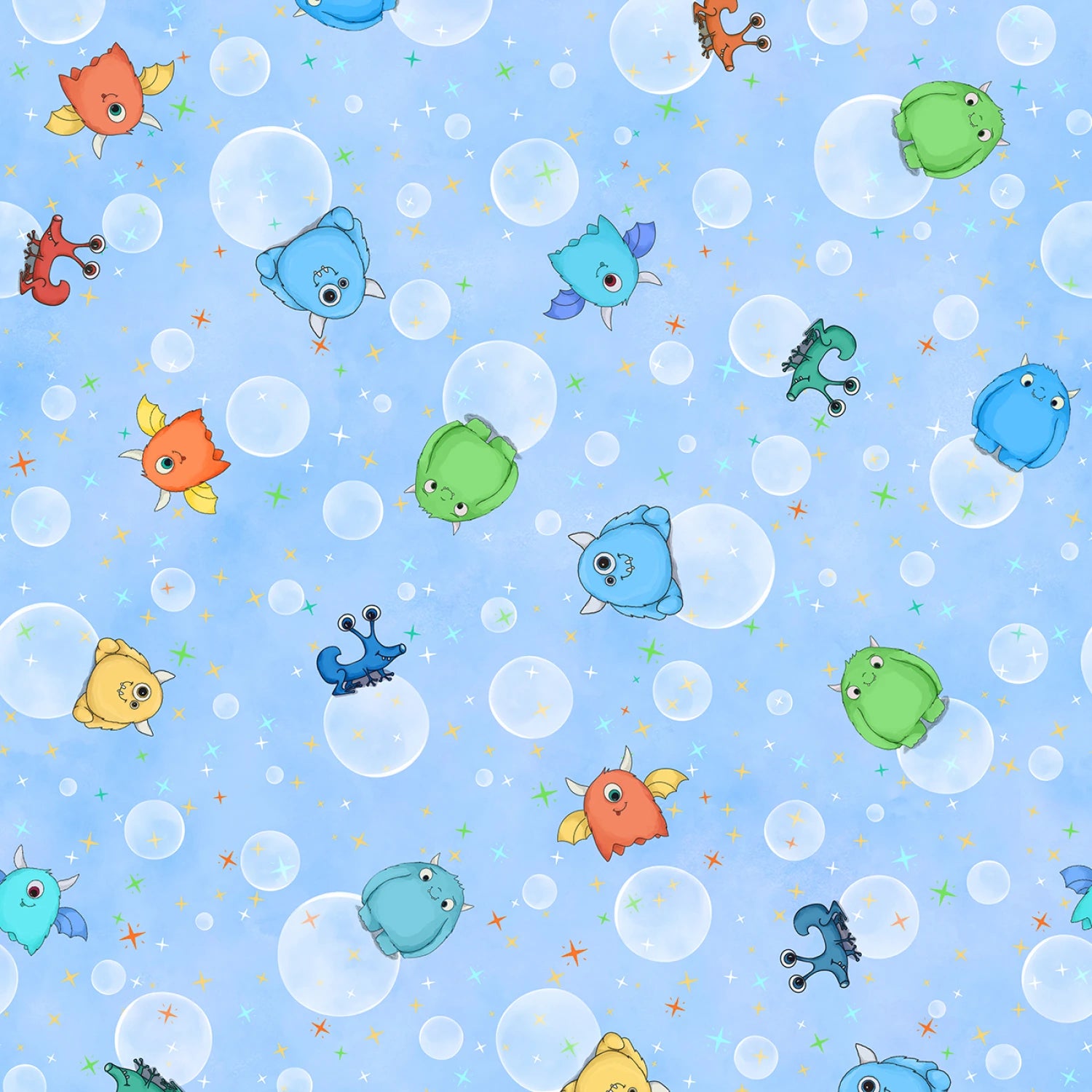 Space Monsters | Monster Bubbles - Light Blue by Maywood Studio | MAS10923-B