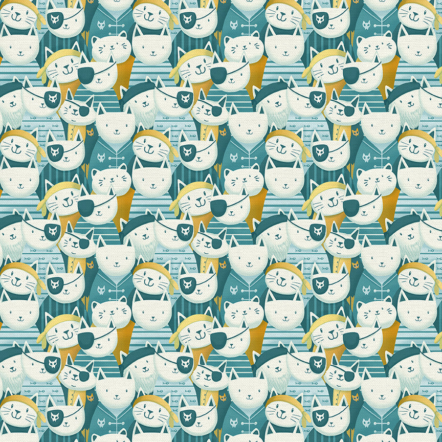 Sky Adventures | Pirate Friends Blue by Paintbrush Studio | Organic Double Gauze