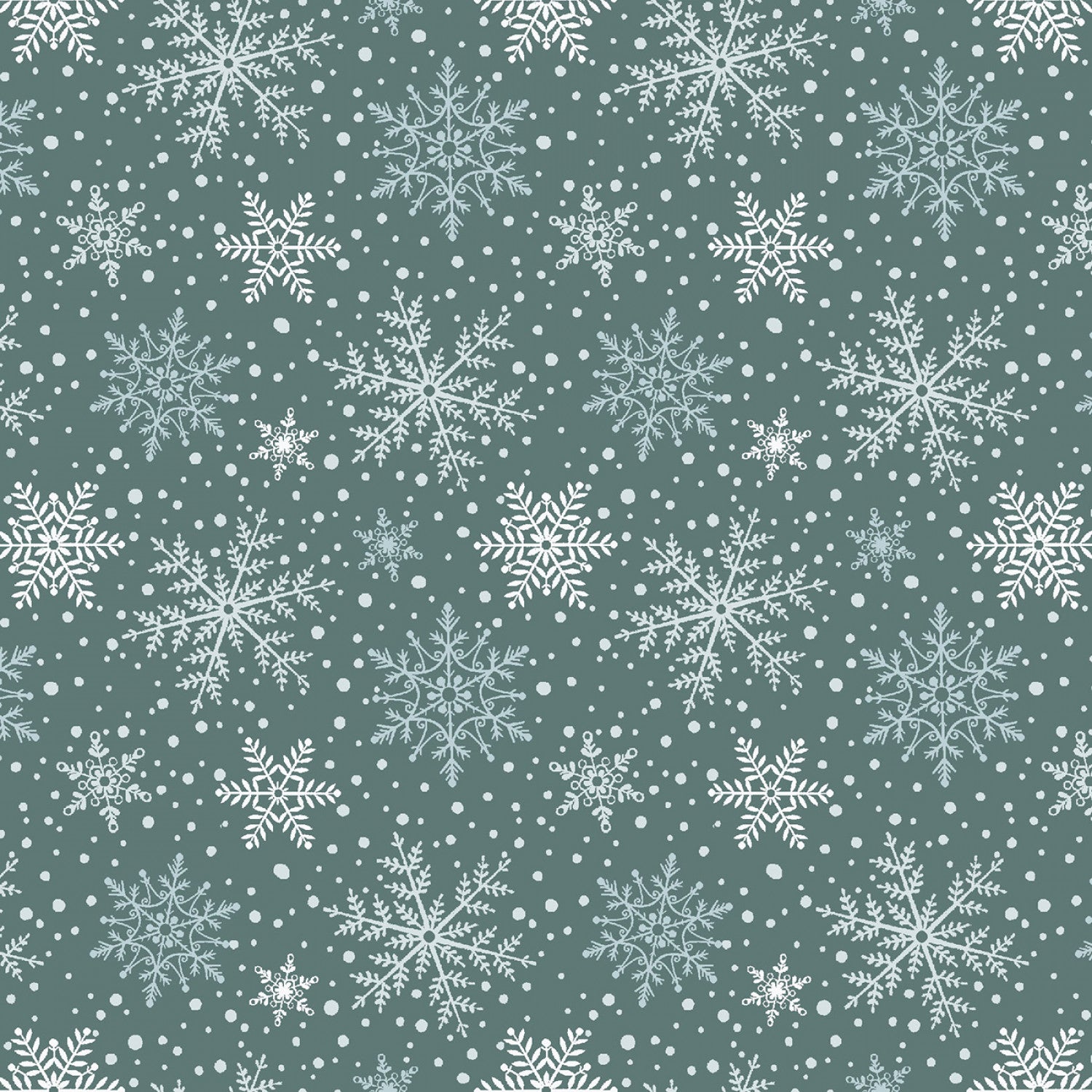 Magical Menagerie | Teal Blue Tossed Snowflakes by Grace Violet Designs for Henry Glass | 1368-71