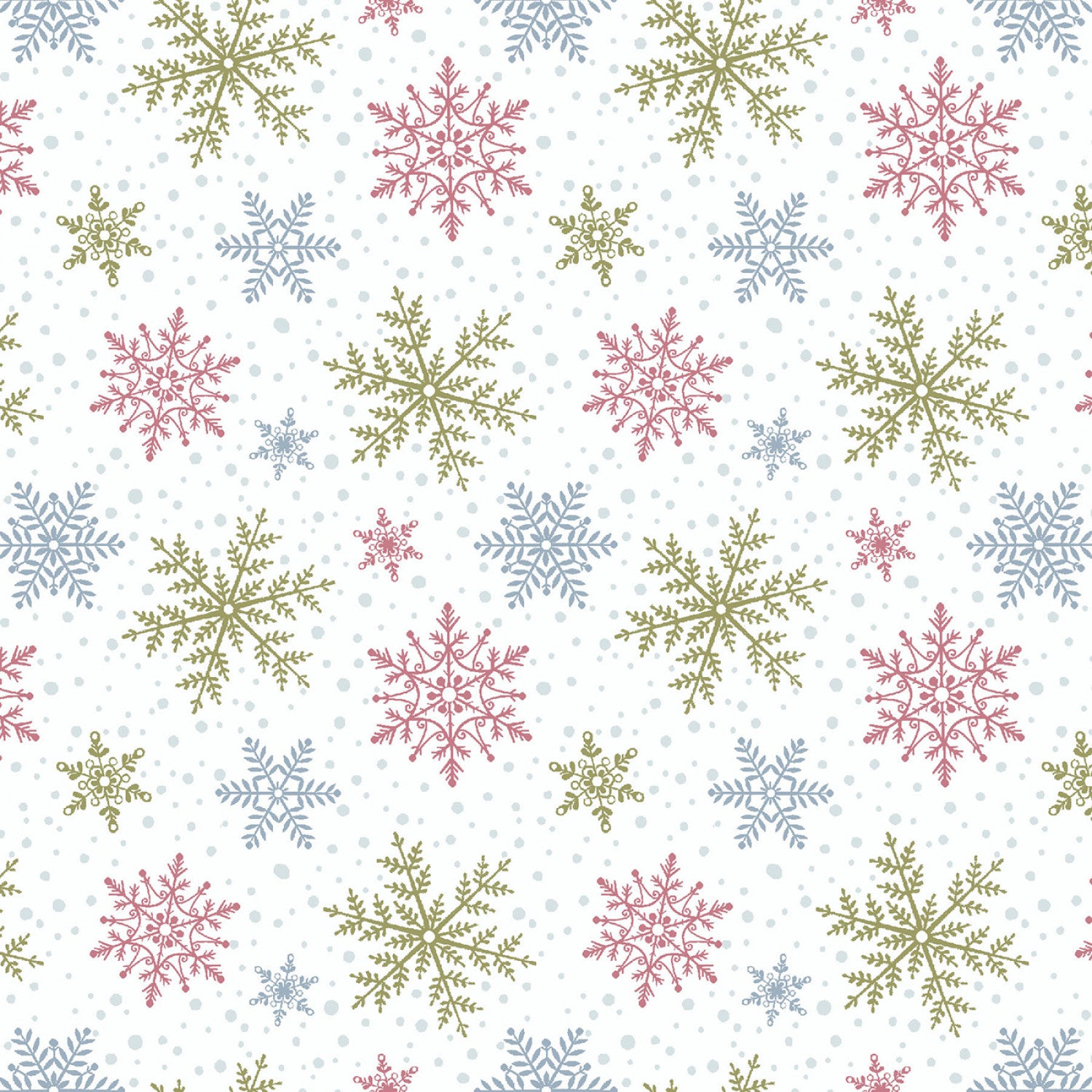 Magical Menagerie | Multi-White Tossed Snowflakes by Grace Violet Designs for Henry Glass | 1368-81