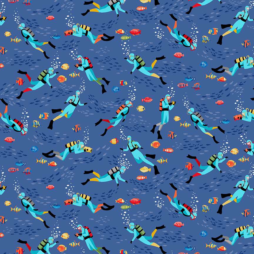 Deep Blue Sea - 10" Square Pack by Makower UK for Andover Fabrics | 42 pcs