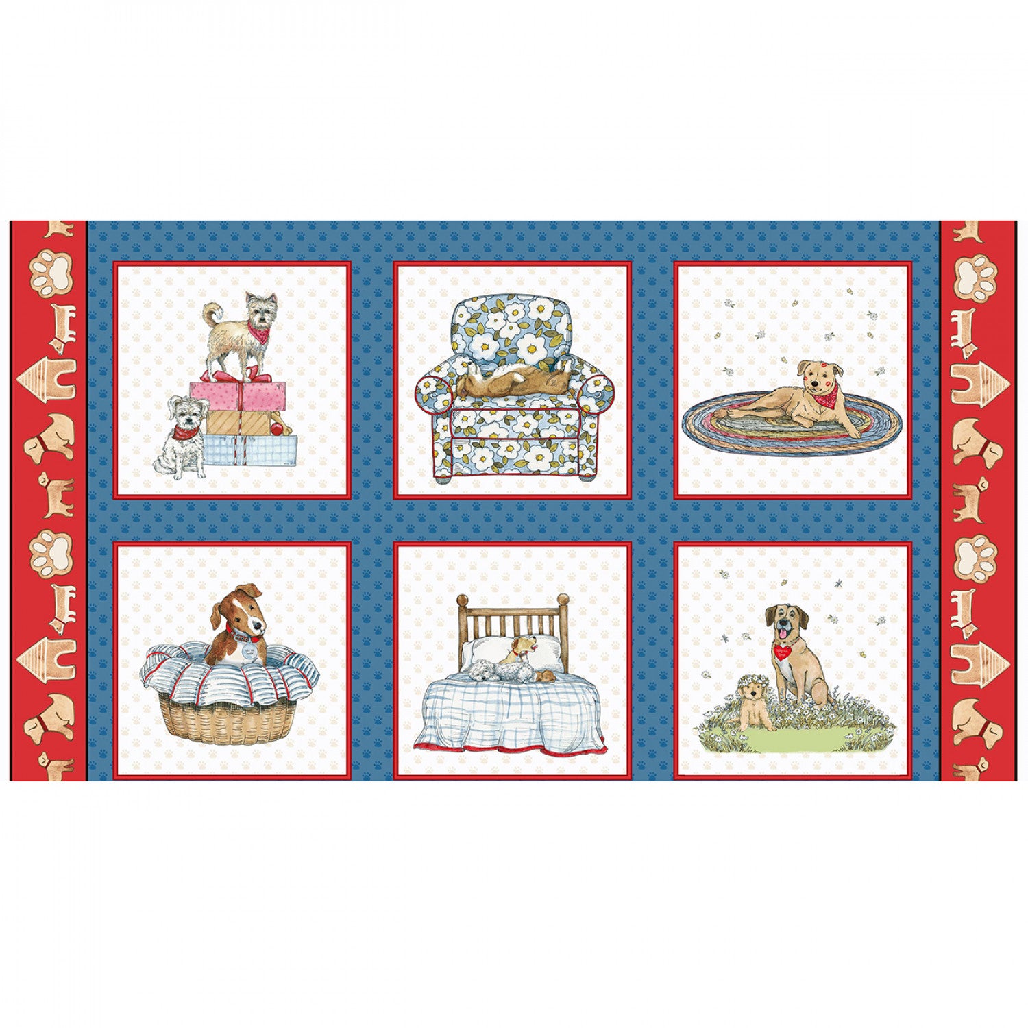 A Place to Call Home | 10" Blocks Panel by Grace Violet for Henry Glass | 1425-78 Blue-Multi