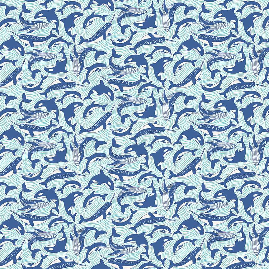 Deep Blue Sea - 10" Square Pack by Makower UK for Andover Fabrics | 42 pcs