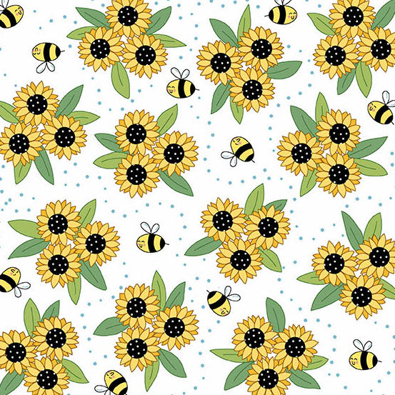 Sunny Honey | White Sunny Bouquet by Amy Latta Creations for Andover Fabrics | A-1575-L