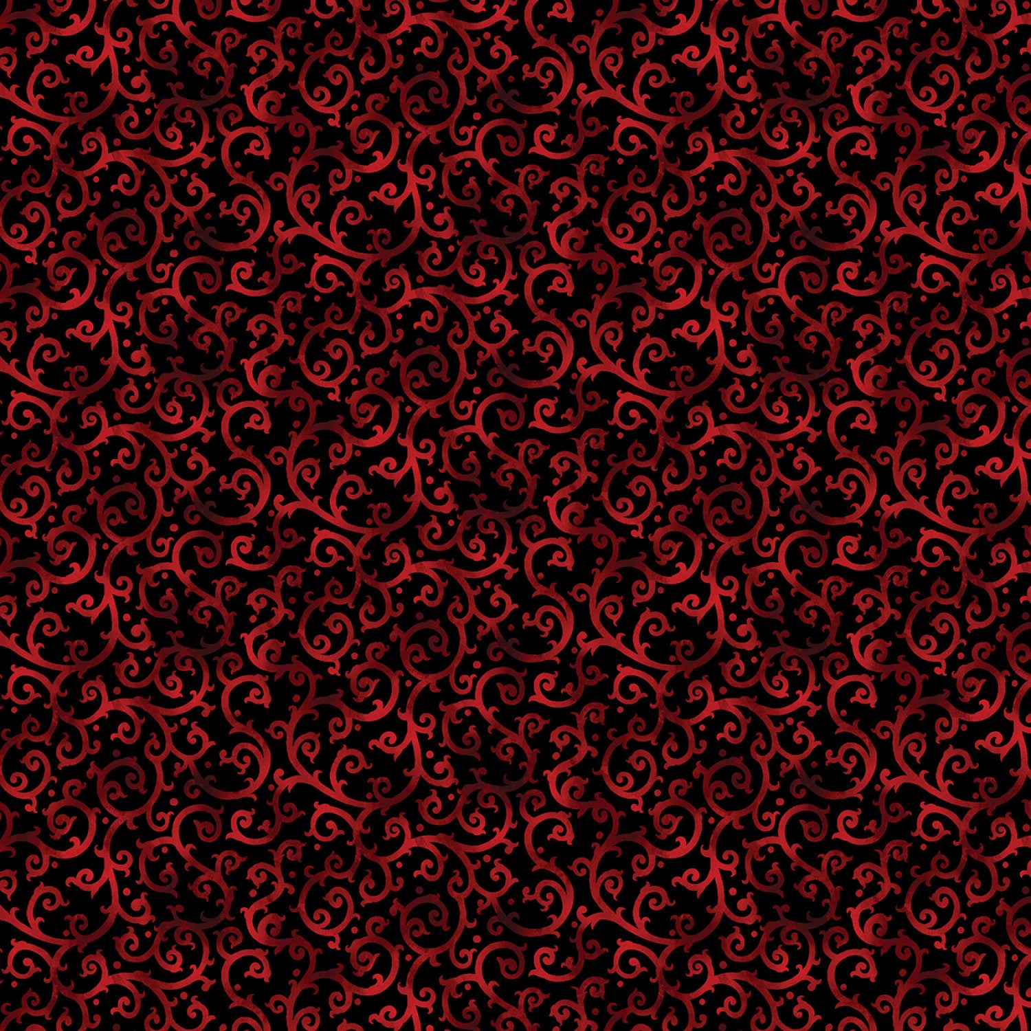 Christmas Spirit | Scarlet/Black Scrolling Splendor by David Galchutt for Benartex | 16277B-20
