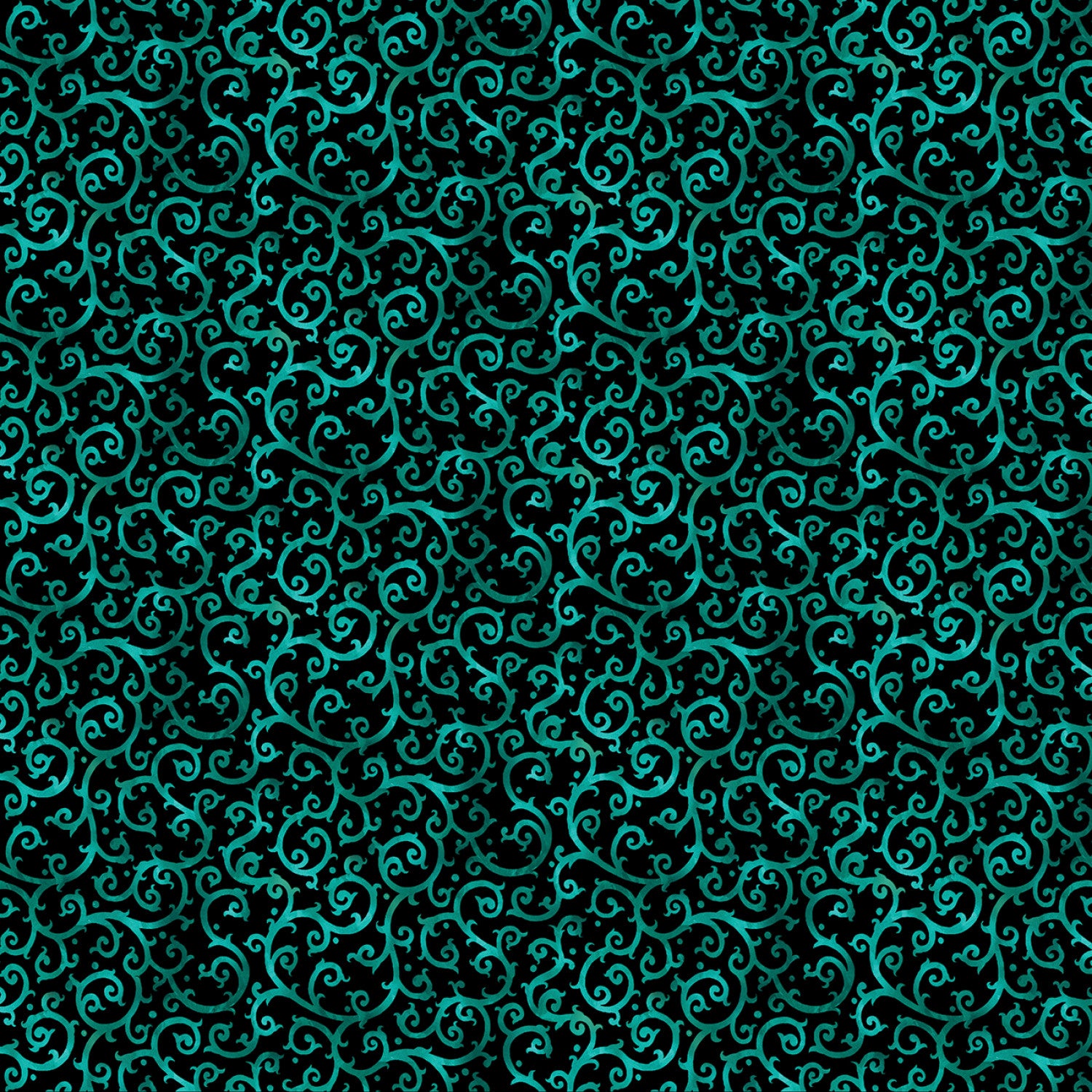 Christmas Spirit | Turquoise/Black Scrolling Splendor by David Galchutt for Benartex | 16277B-56