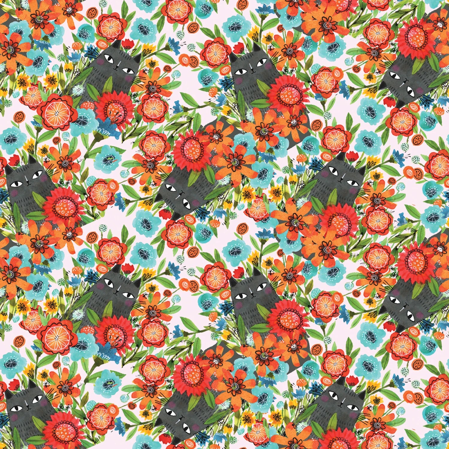 Garden Cats | Fat Quarter Bundle by Terry Runyan for Benartex. | 8 pcs