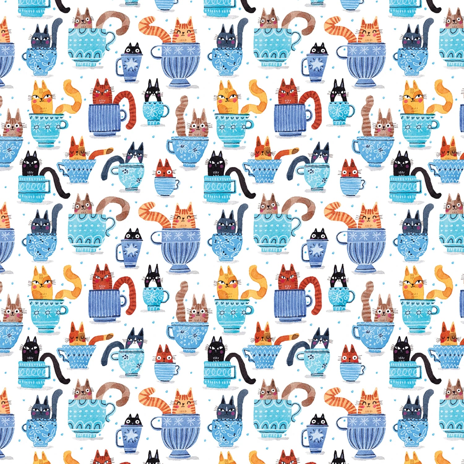 Garden Cats | Fat Quarter Bundle by Terry Runyan for Benartex. | 8 pcs