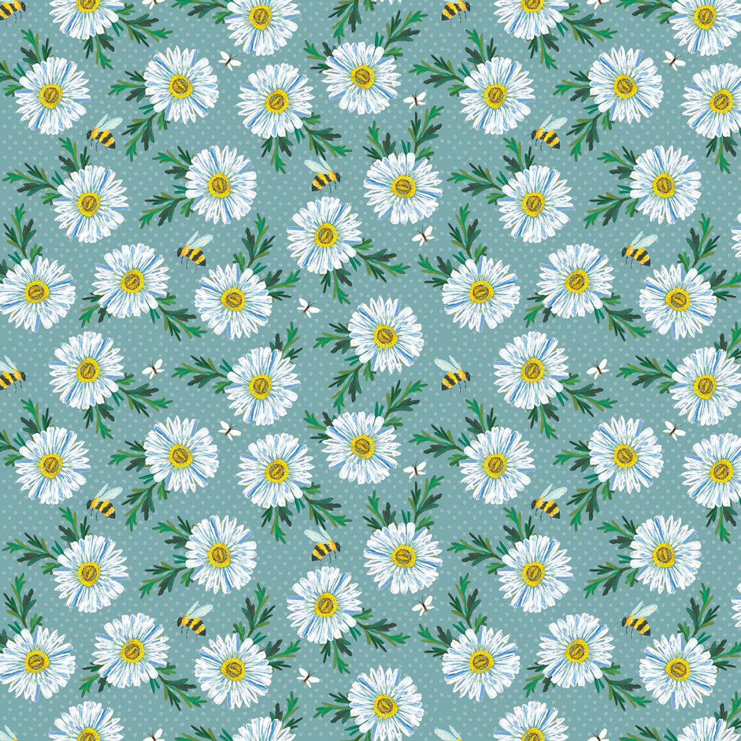 A Wildflower Heart | Daisy Scatter - Prairie Sky by Katie Daisy for Benartex | 16513-54