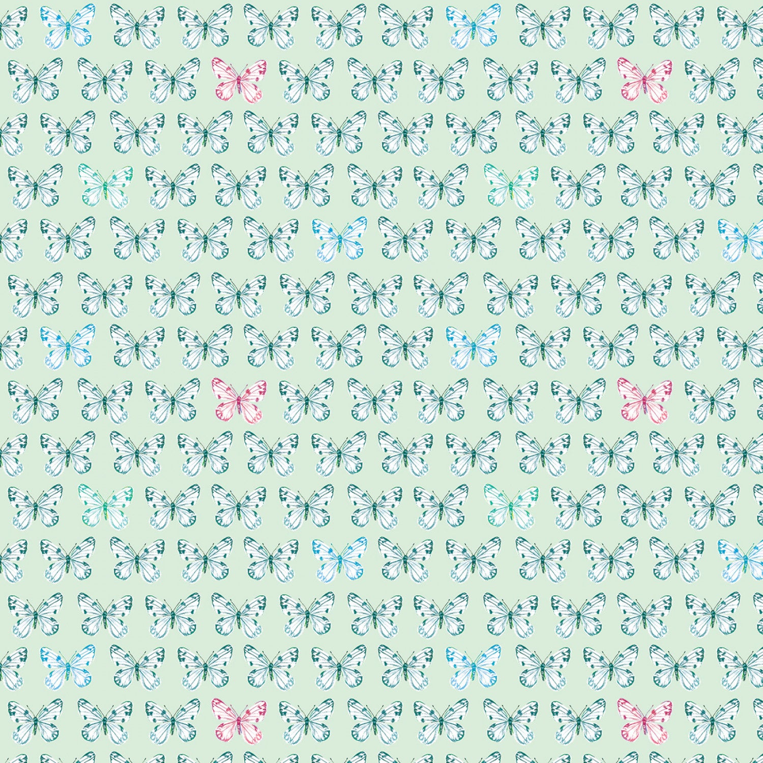 A Wildflower Heart | Flutter - Pale Teal by Katie Daisy for Benartex | 16516-04