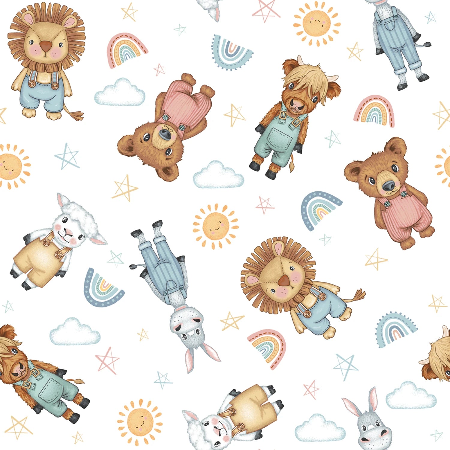 Boho Buddies | White Boho Buddies 8-inch Repeat by Sharon Kuplack for Henry Glass | 1711-01