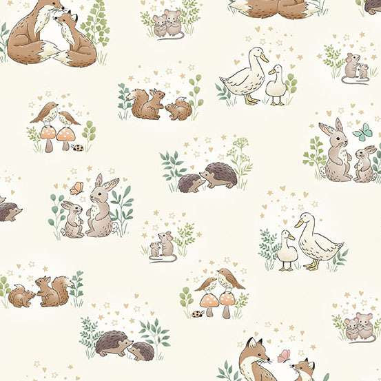 Little Ones | Hugs Cream by Makower UK for Andover Fabrics | MU-189-Q