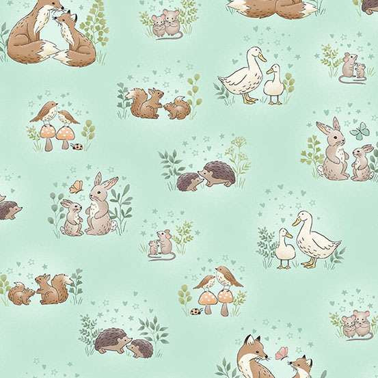 Little Ones | Hugs Teal by Makower UK for Andover Fabrics | MU-189-T