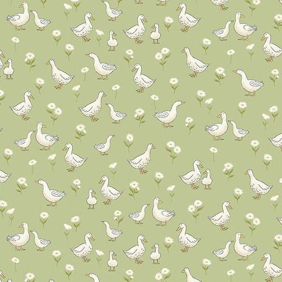 Little Ones | Ducks Green by Makower UK for Andover Fabrics | MU-190-G
