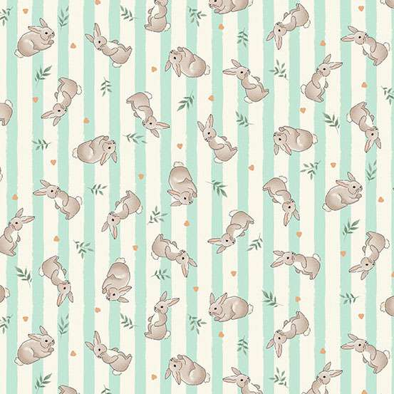 Little Ones | Bunnies Teal by Makower UK for Andover Fabrics | MU-191-T