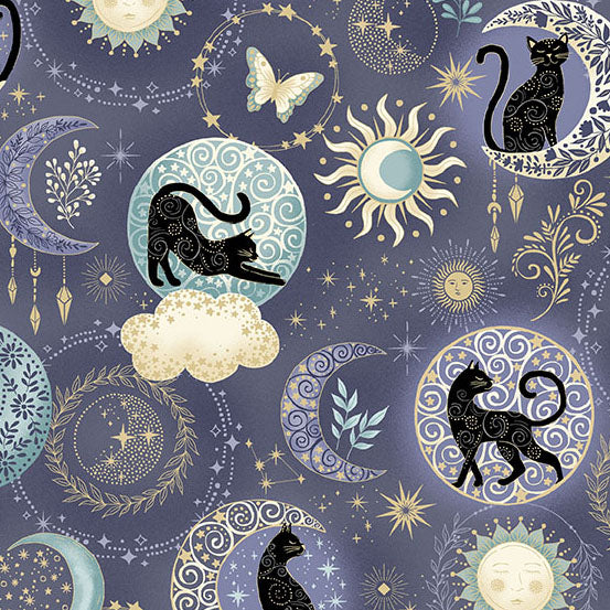Charmed | Twilight - Blue by Makower UK for Andover Fabrics | MU-196-B
