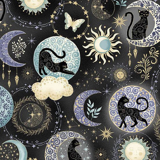 Charmed | Twilight - Black by Makower UK for Andover Fabrics | MU-196-X