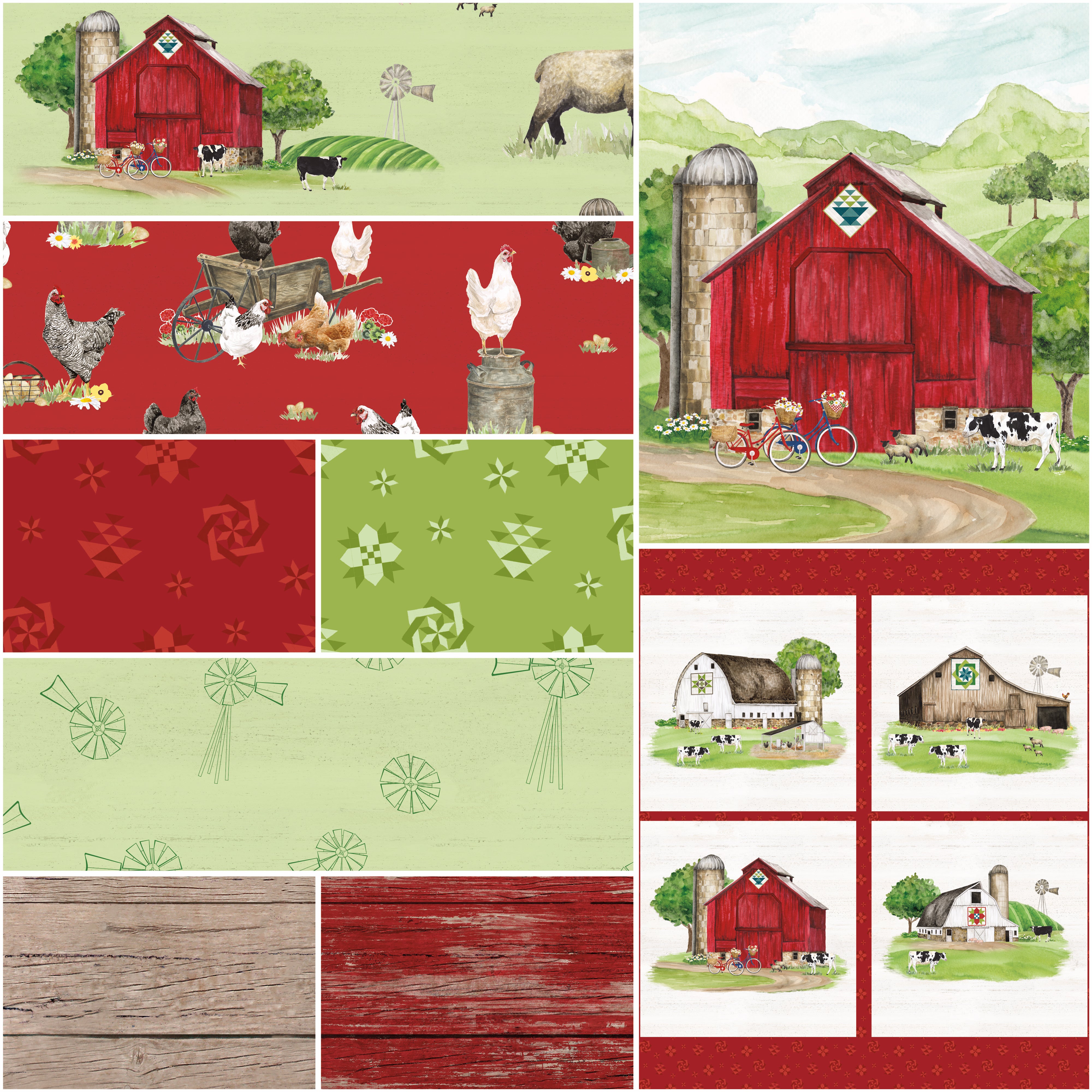 Spring Barn Quilts | 1-Yard Bundle Green by Tara Reed for Riley Blake Designs | 9 pcs