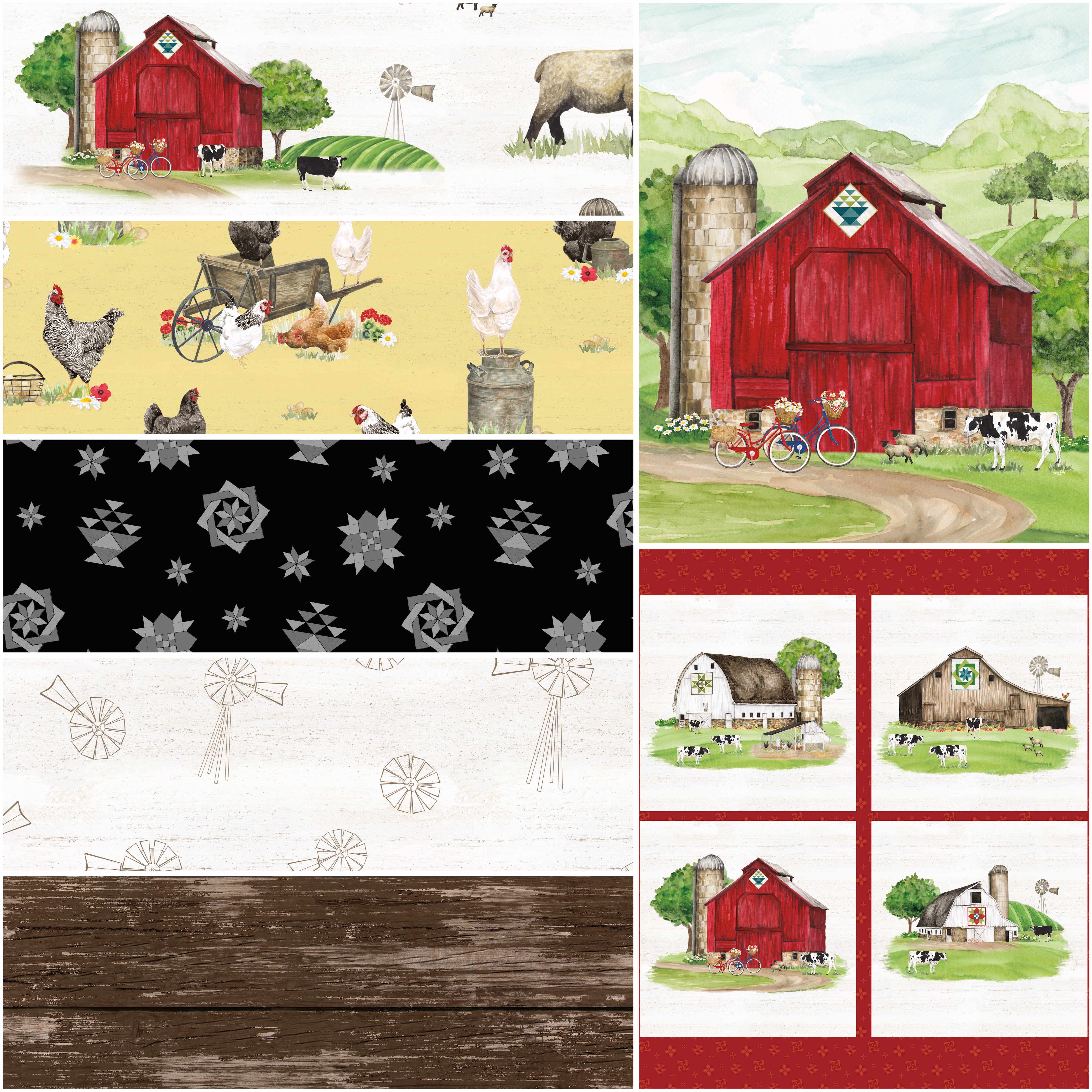 Spring Barn Quilts | 1-Yard Bundle Parchment by Tara Reed for Riley Blake Designs | 7 pcs