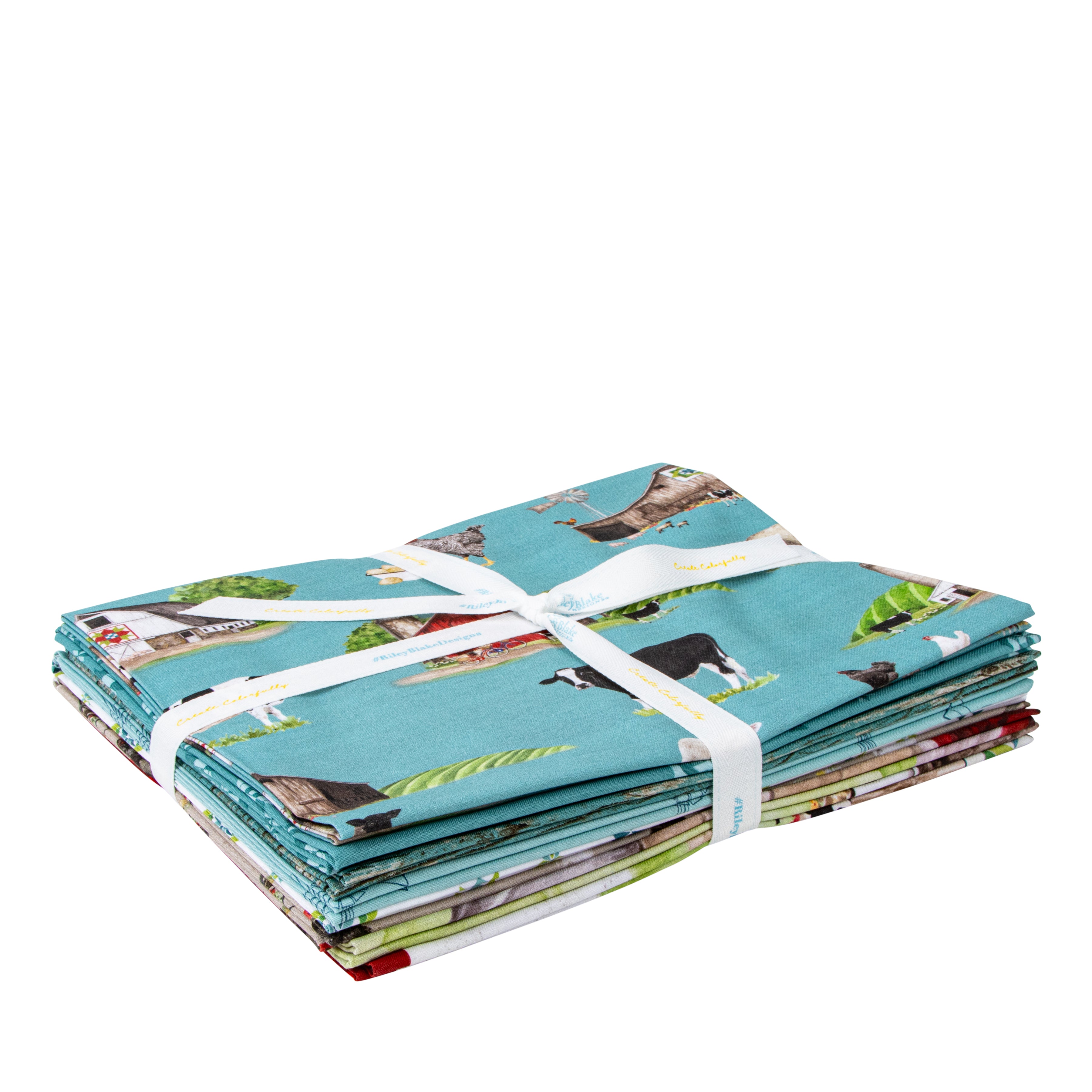 Spring Barn Quilts | 1-Yard Bundle Teal by Tara Reed for Riley Blake Designs | 8 pcs