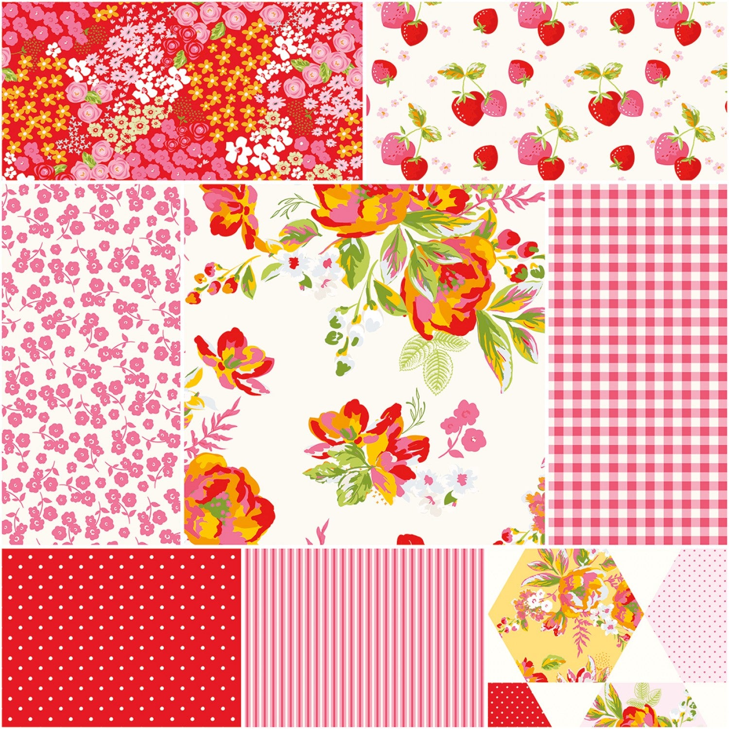 Picnic Florals 1-Yard Bundle Cream by My Mind's Eye for Riley Blake (8pcs)