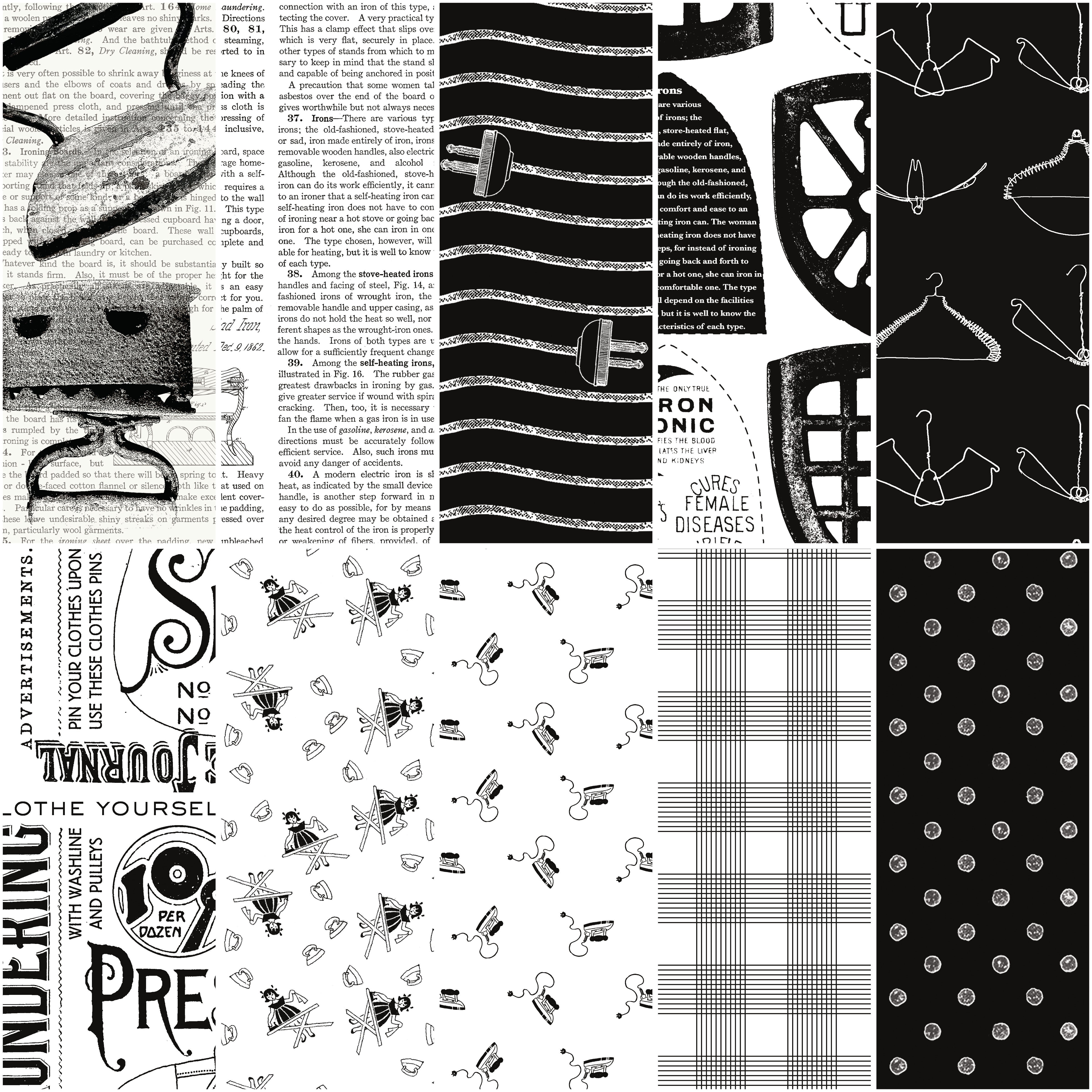 Press On | 1-Yard Bundle Black by J. Wecker Frisch for Riley Blake | 10 pcs