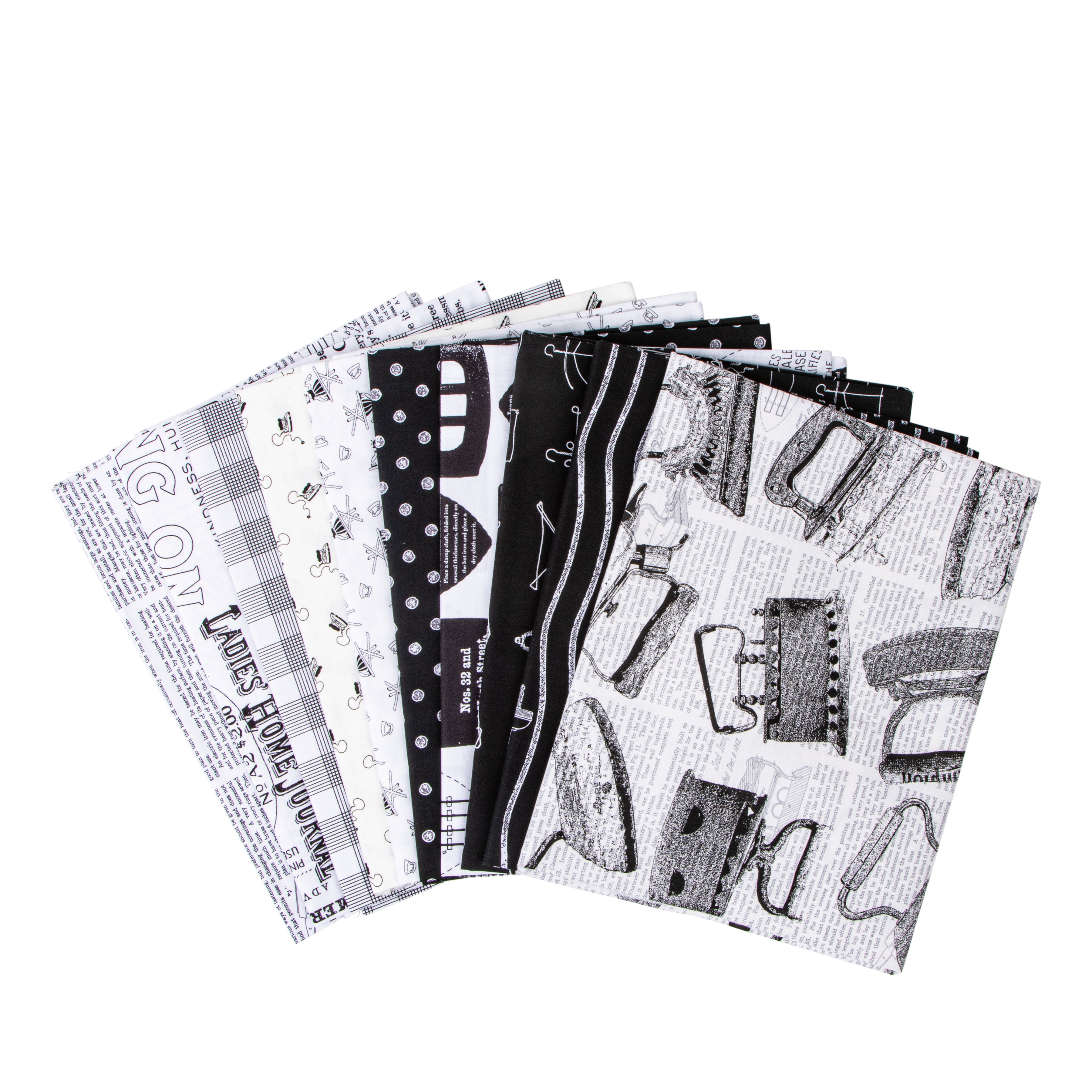 Press On | 1-Yard Bundle Black by J. Wecker Frisch for Riley Blake | 10 pcs