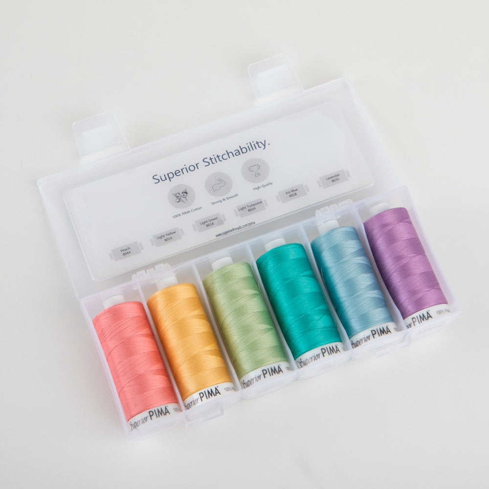Superior Threads 50wt Pima Cotton 6-spool collection: PASTELS