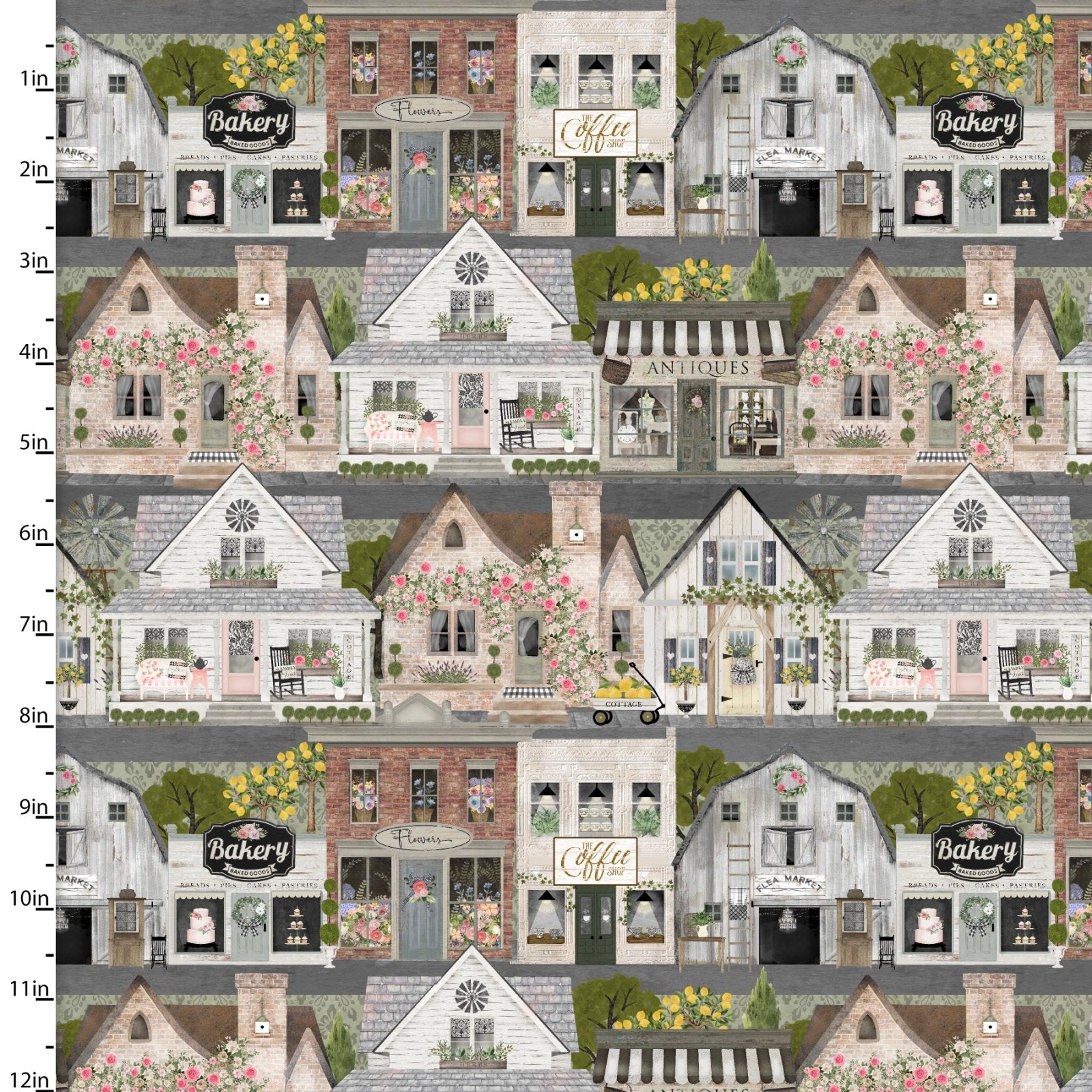White Cottage Farm | Cozy Village by Beth Albert for 3 Wishes Fabric | 20882-MLT