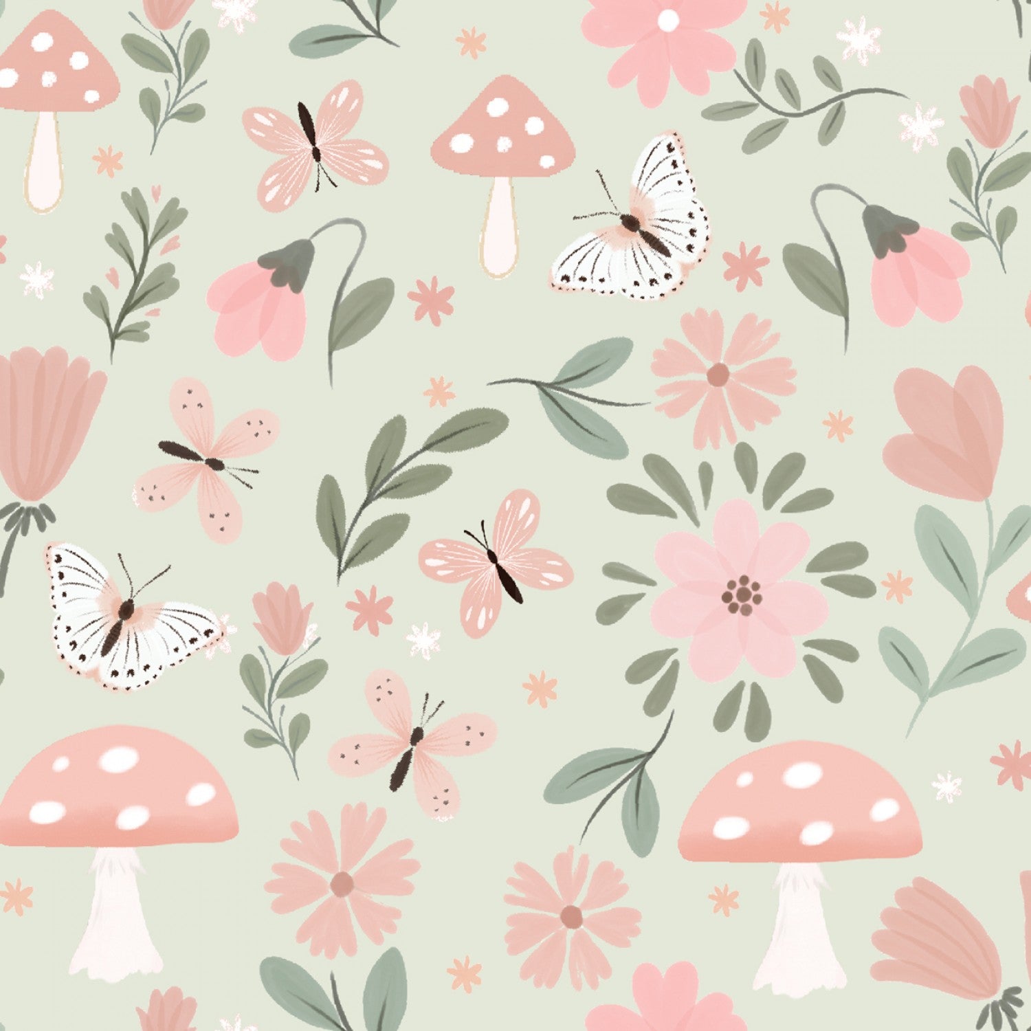 Baby in Bloom Flannel | Butterflies & Blooms Green by Jo Taylor for 3 Wishes | 21675-GRN