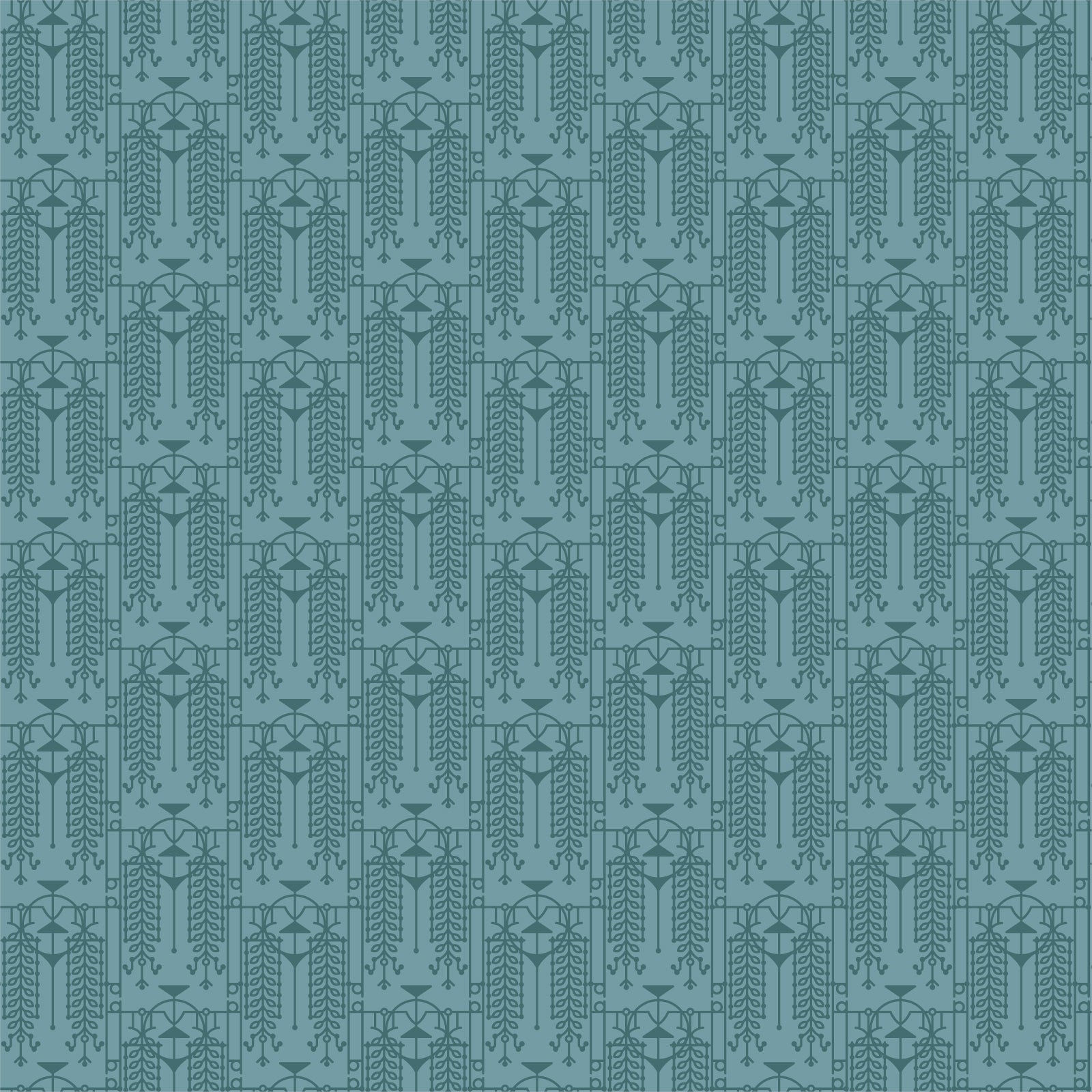 Frank Lloyd Wright Collection by Cloud9 | The House Beautiful Design A - Echo Blue (227542) | 100% Organic Cotton