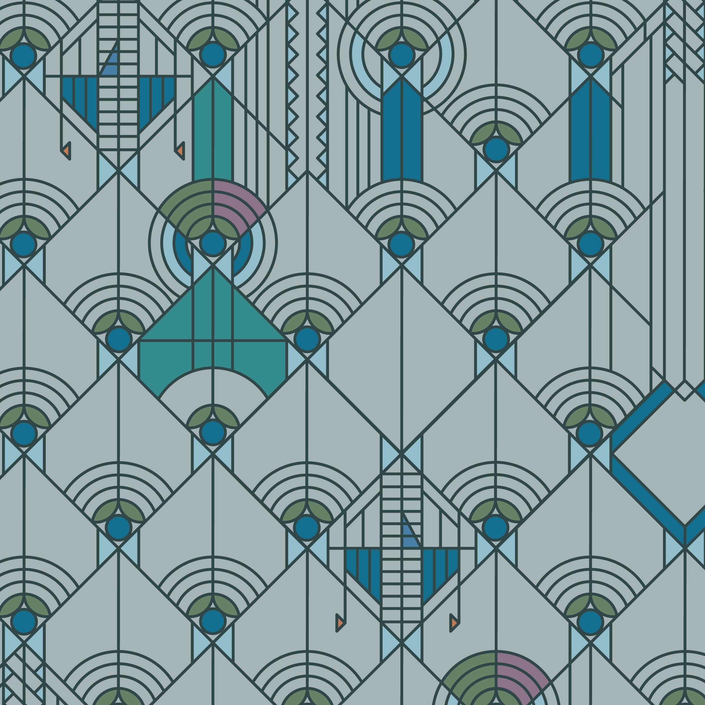 Frank Lloyd Wright Collection by Cloud9 | April Showers - Water (227758) | 100% Organic Cotton