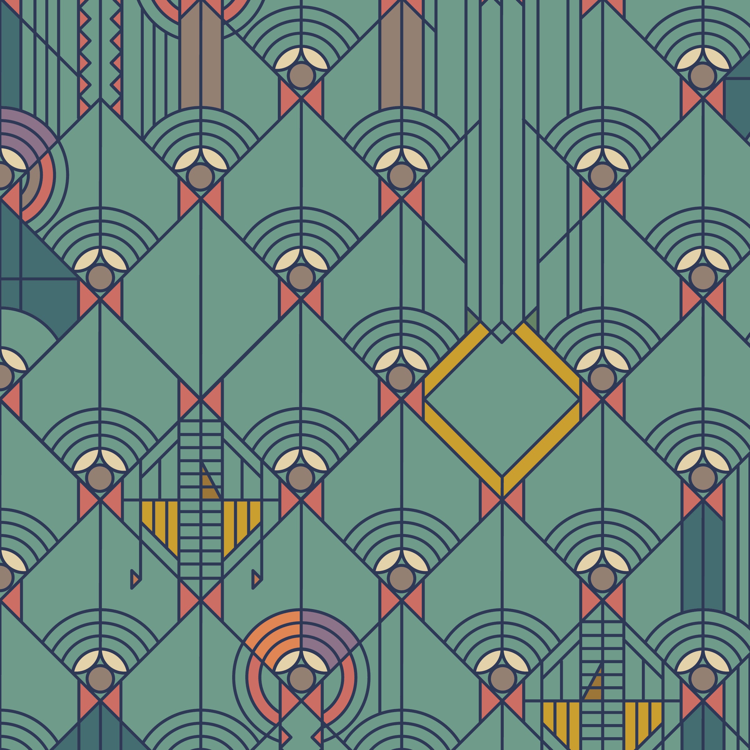 Frank Lloyd Wright Collection by Cloud9 | April Showers - Desert (227759) | 100% Organic Cotton