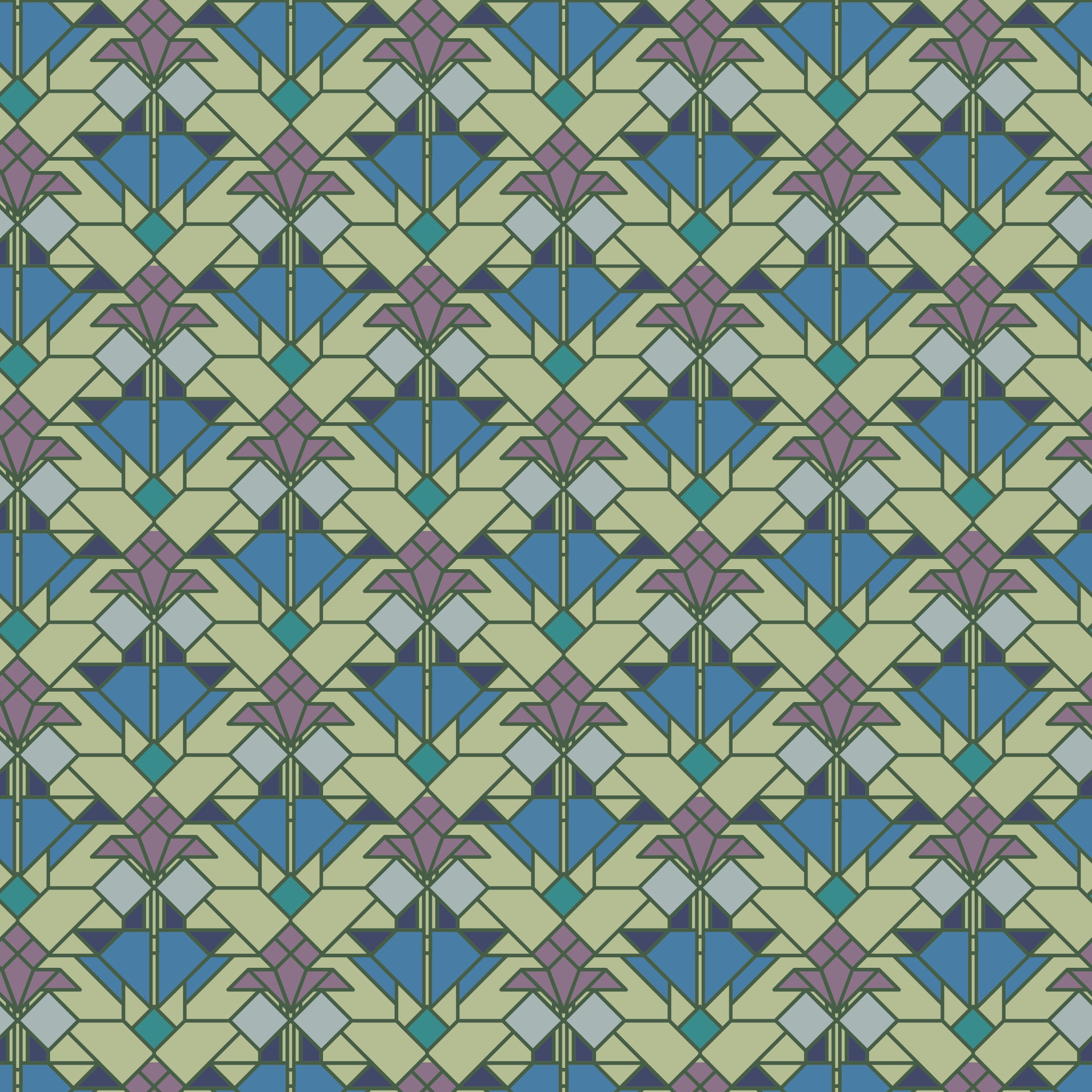 Frank Lloyd Wright Collection by Cloud9 | Coonley Tulip - Water (227762) | 100% Organic Cotton