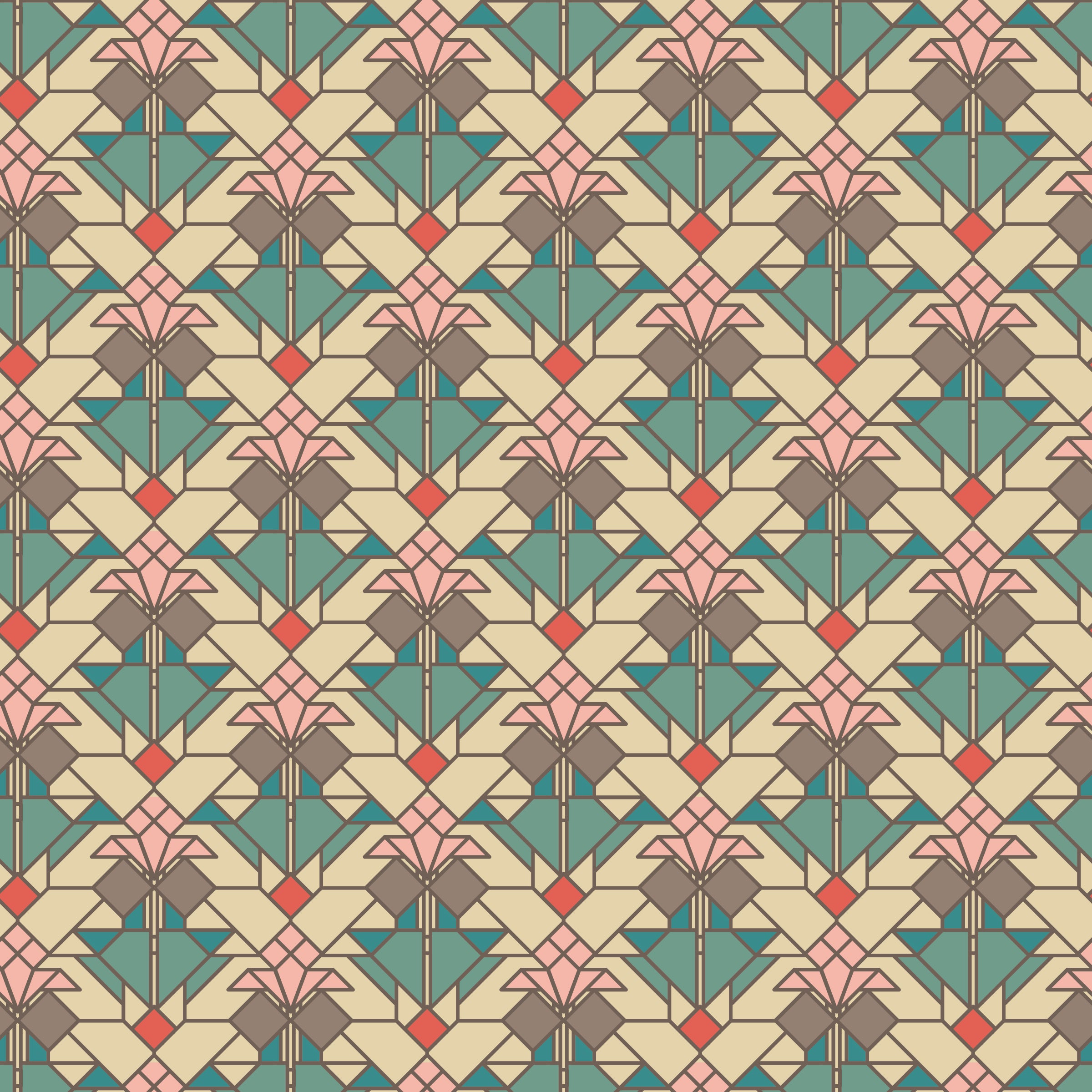 Frank Lloyd Wright Collection by Cloud9 | Coonley Tulip - Desert (227763) | 100% Organic Cotton