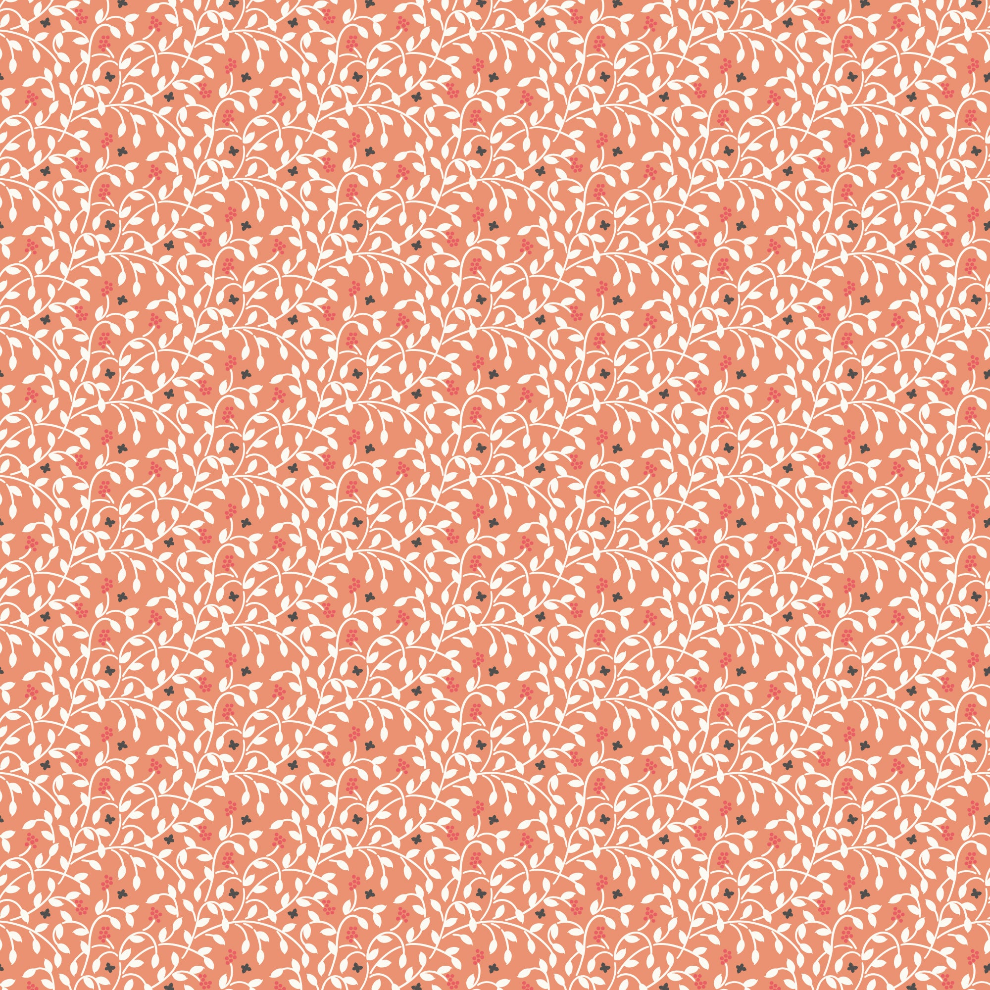Little Bo | Berry Vines - Coral by Kimberly Morgan for Cloud9 | 227812 | 100% Organic Cotton
