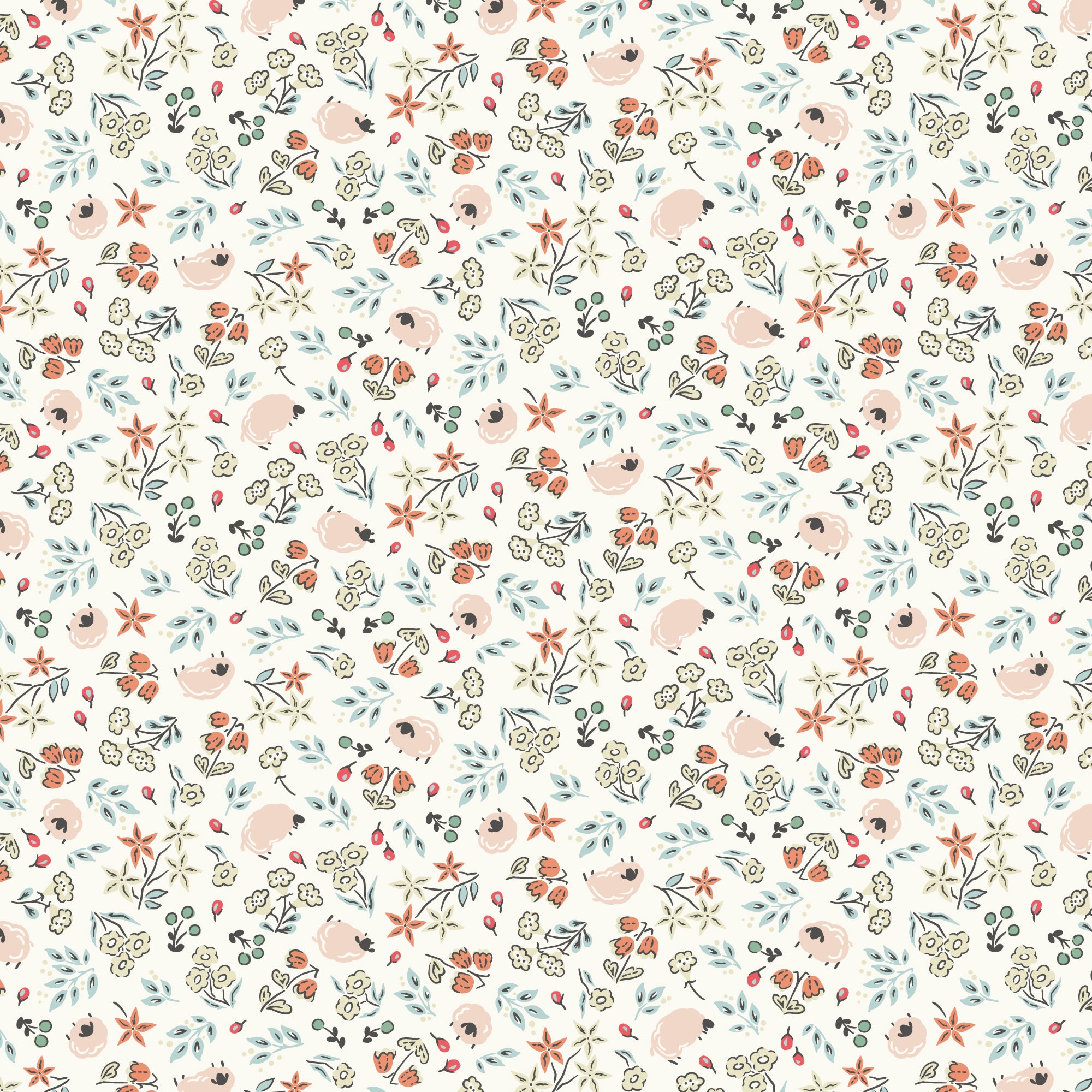 Little Bo | Scattered Flock - Apricot by Kimberly Morgan for Cloud9 | 227815 | 100% Organic Cotton