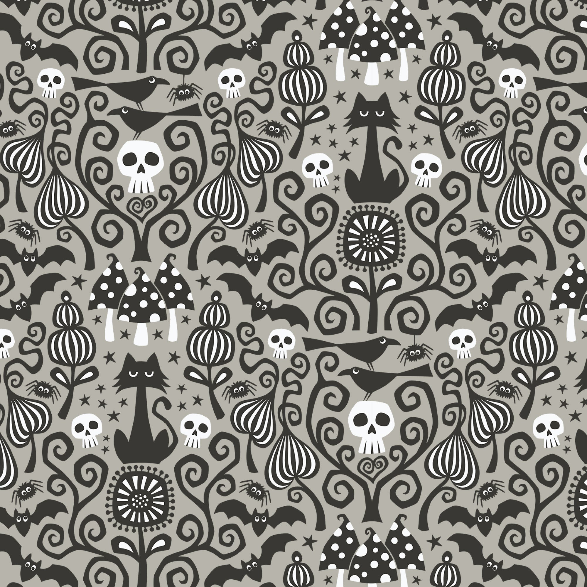 Gothic Whimsy | The Black Cat (227989) by Anequ Studio for Cloud9 | 100% Organic Cotton