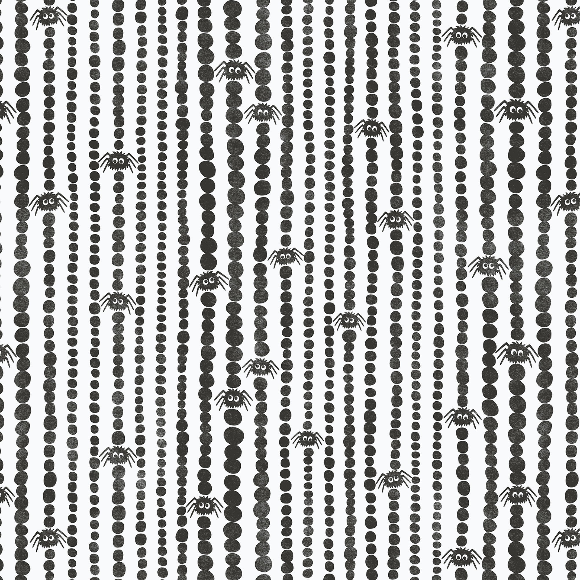 Gothic Whimsy | Spiders Stripes - White/Black (227992) by Anequ Studio for Cloud9 | 100% Organic Cotton