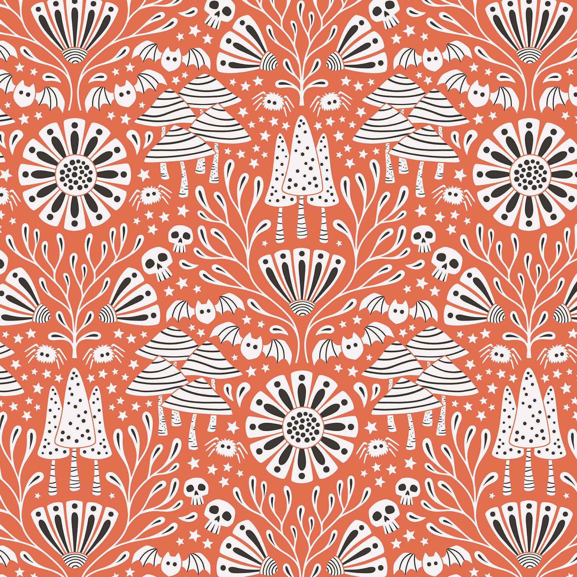 Gothic Whimsy | Gothic Forest - Orange (227995) by Anequ Studio for Cloud9 | 100% Organic Cotton